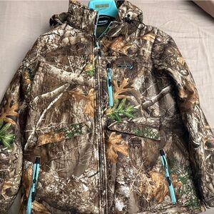 DSG Woman’s Camo Puffer Jacket with Green Accents